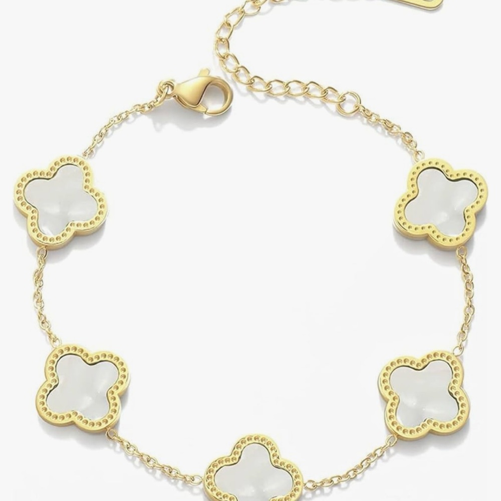NEW Mother of Pearl Quatrefoil Bracelet 18KGP Mothers Day gift idea!